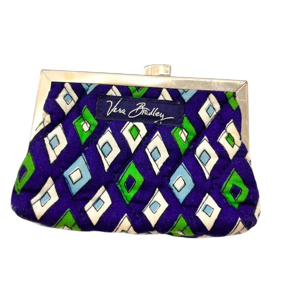 Vera Bradley Coin Purse Blue Green Womens Spring - Picture 1 of 3